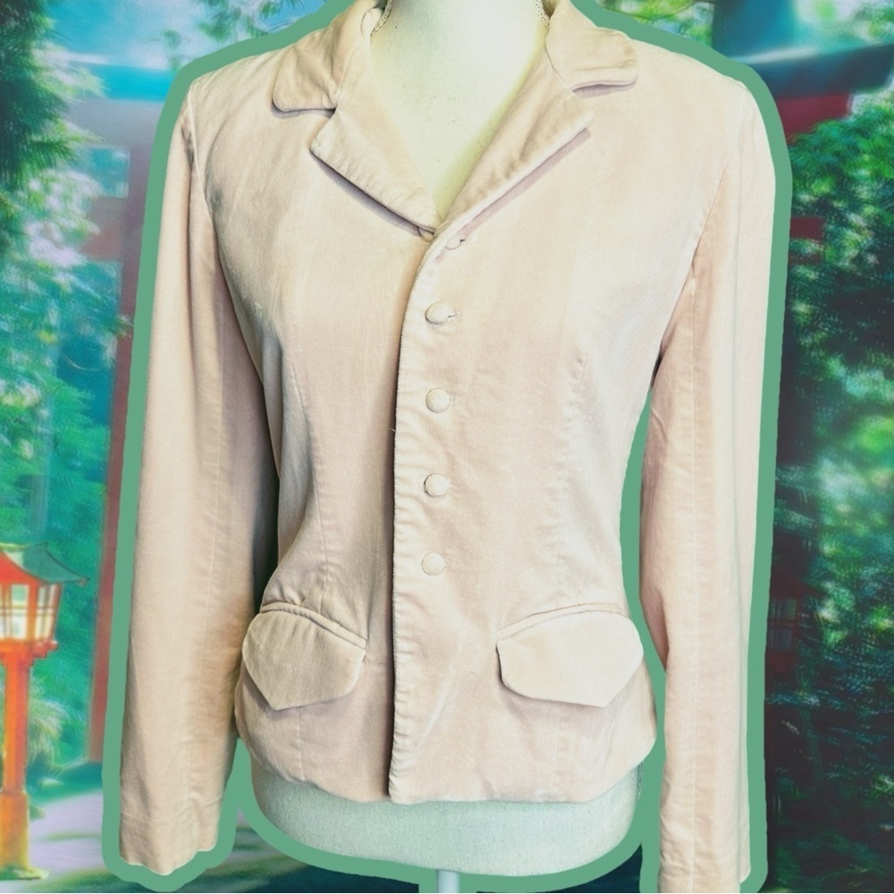 Ralph Lauren Vintage 90’s Tartan Label Pink Velvet Covered Button Blazer Size S - Picture 14 of 14